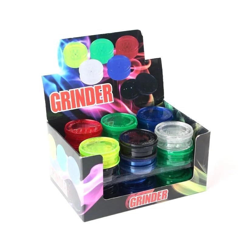 anglerholics Plastic Herb Grinders, 3 Part Grinder (40mm) Sharp Shark Teeth, 3 Piece Random Assorted Colours, Portable and Pocket Size, Smell Proof Airtight Stash Compartment New 2023 Design