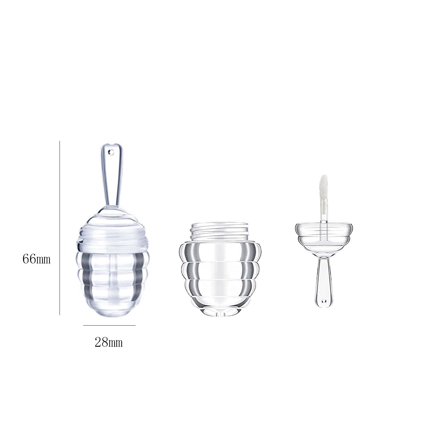 25 Pieces Honey comb Shaped 6ml Lip Gloss Tube Empty Plastic Lip Gloss Container Mini Clear Refillable Lip Balm Bottle Container with 2 Pieces Plastic Funnels for Women Girls DIY Cosmetics (Clear)