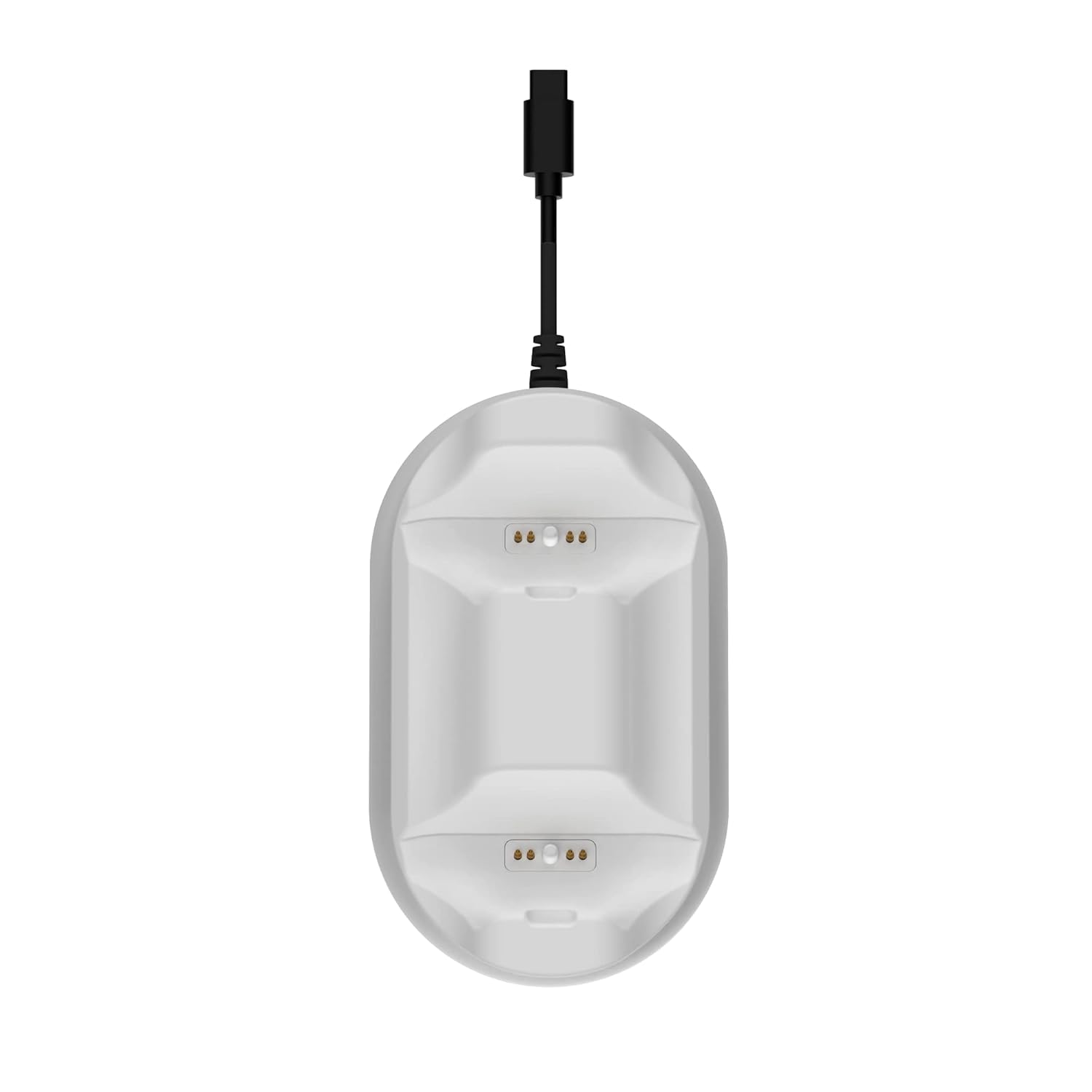 Per sobre view of the PDP METAVOLT Dual Charging Station, showing the contact pins within each charging slot.