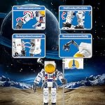 SIENON Astronaut Toys Building Kit for Kids and Adults-229pcs Building Block Astronaut Figure Holding the Flag with Movable Joints, DIY Spaceman Assembly Construction STEM Toy City Space Building Set