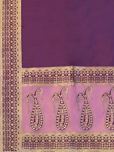 Image of PURVAJA Women's Kanjiwaram Semi-Stitched Lehenga choli