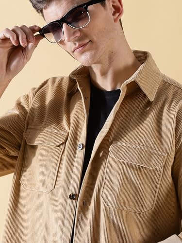 Image of Thomas Scott Men's Premium Spread Collar Double Pocket Corduroy Oversized Shackets