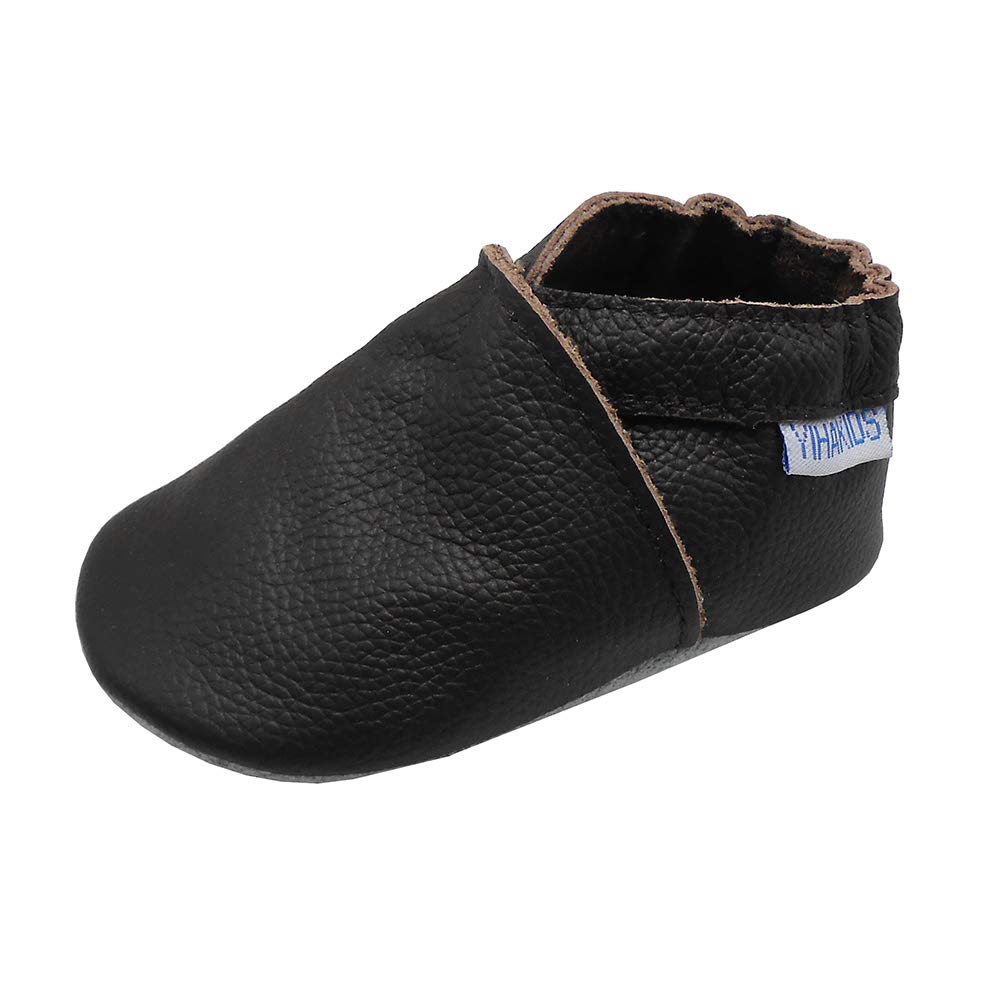 YIHAKIDS Baby Shoes for Boys Girls Infant Toddler Leather Moccasins Soft Sole Baby Slippers Multi-Colors(6-6.5 US /6-12 Mo./5.1in, Dark Brown)