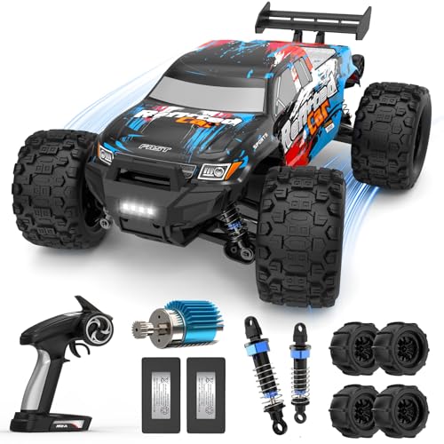 Highmall 1/16 4X4 High-Speed 50+KM/H(Peak) RC Cars Monster Truck - 390 Motor Durable axle & Suspension RC Truck | 3000mAh Batteries | rc Cars Toys Christmas Birthday for Teens Aged 14+