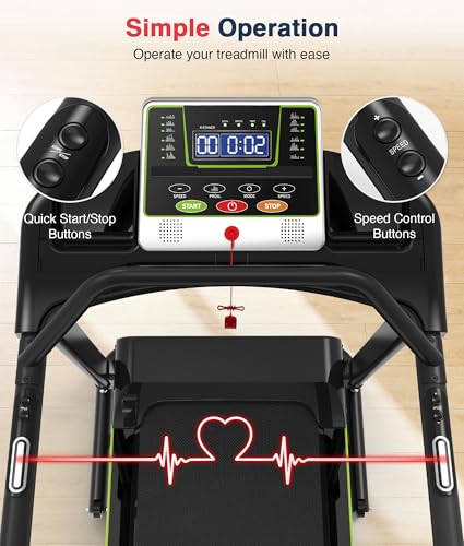 Image of Redliro Walking Treadmill for Seniors with Long Handrails - 0.3 MPH Slow Start, 300 lb Capacity Recovery Foldable Treadmill for Home, 0-2% Incline Fully Flat, Auto Lubrication