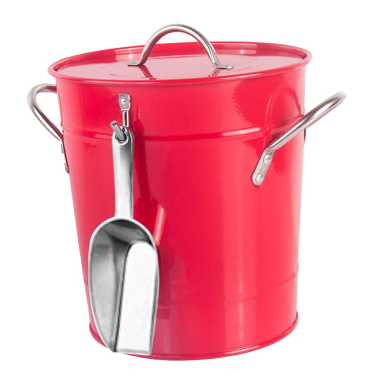 DOITOOL Seau à Glace Portable en Fer Ménager 3 L Rouge Vif Isolé Multifonctionnel pour Bar et Maison, Seau pour Congélateur Adapté aux Fêtes et Restaurants