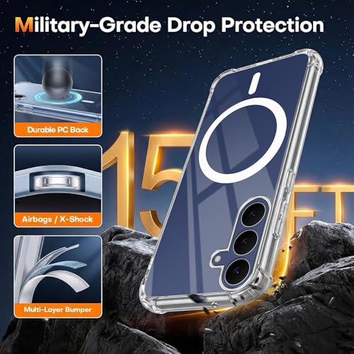 Image of Jkobi Shockproof Crystal-Clear Back Cover for Samsung Galaxy S25 FE (Magsafe Wireless Support | Drop & Camera Protection | Hard Polycarbonate)