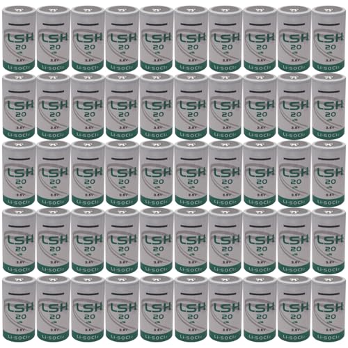LINHUPAK (50 Pack) LSH20 3.6V D 13000 mAh Lithium Thionyl Chloride Battery for Alarm Systems GPS Systems Battery Non-Rechargeable