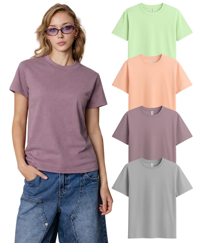 Image of SLEEPY NUTS Women's Plain Round Neck Regular Fit Half Sleeve Cotton T Shirt