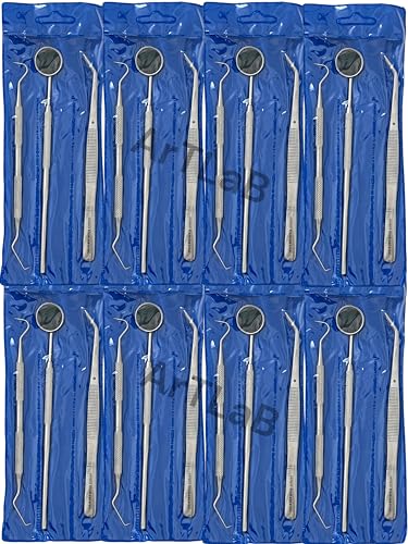 ARTLAB-Dental Hygiene Set - 3pcs Basic Dental Instruments Stainless Steel Dental Tooth Pick, Mouth Mirror,Cotton Plier - Dentists Tools Set is Ideal for Personal Use (45)