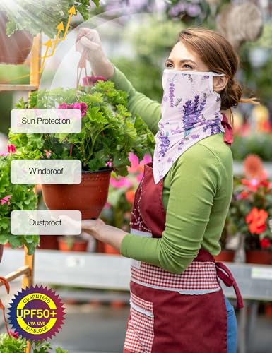 Image of FISHEAL UV Sun Protection Face Scarf Mask, Breathable Gardening Face Cover Neck Gaiter with Ear Loops Bandana for Men Women