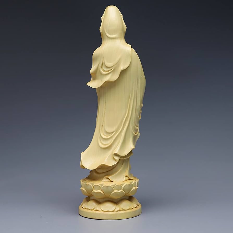 Amazon｜観音菩薩 立像 ツゲ製高級木彫り 木製仏像 仏教 美術品