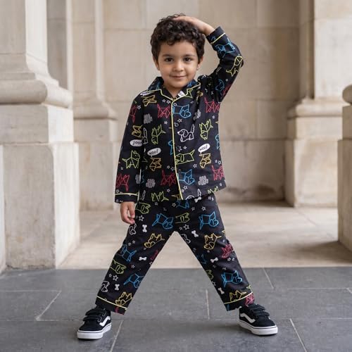 Image of CLAP Kids Cotton Printed Full Sleeves Night Suit