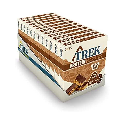 TREK High Protein Flapjack Cocoa Oat - Gluten Free - Plant Based - Vegan Snack - 50g x 36 bars Cover