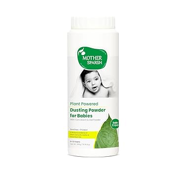 Mother Sparsh Plant Powered Dusting Powder For Babies - 200g | Talc Free Baby Powder With Corn Starch & Oat Powder - image, photos