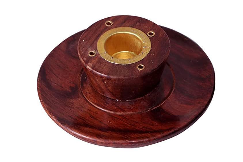 Image of Wooden Bowl Shape Dhoop Batti Stand /Incense Stick Holder /Aggarbatti Stand Bowl (Brown) Pack of 1