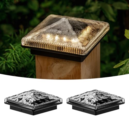 Capuchons de poteau solaires en verre pour éclairage de terrasse et jardin