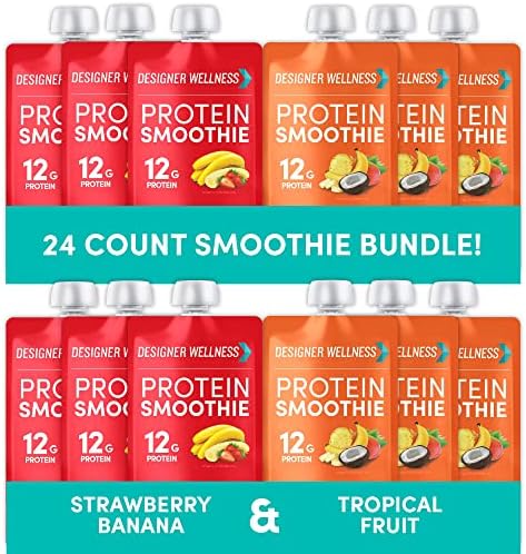 Designer Wellness Protein Smoothies Strawberry Banana and Tropical Fruit Bundle