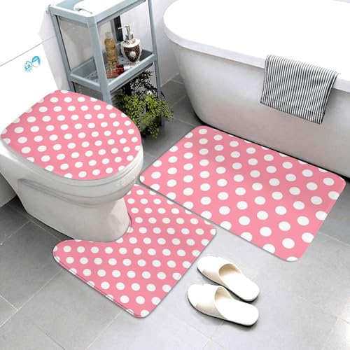 Tapis de salle de bain rose clair antidérapant lavable lot de 3
