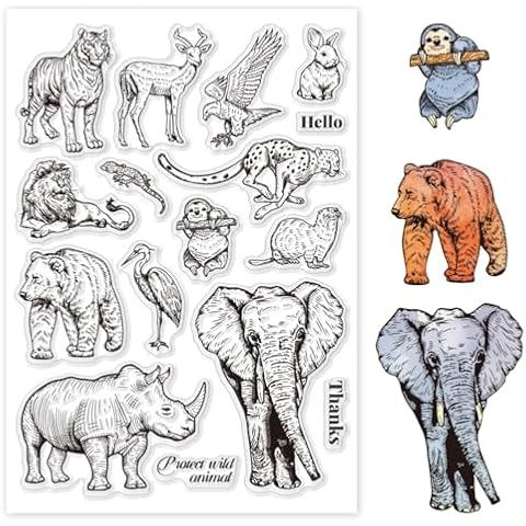 GLOBLELAND Realistic Tropical Animals Clear Stamps Cover