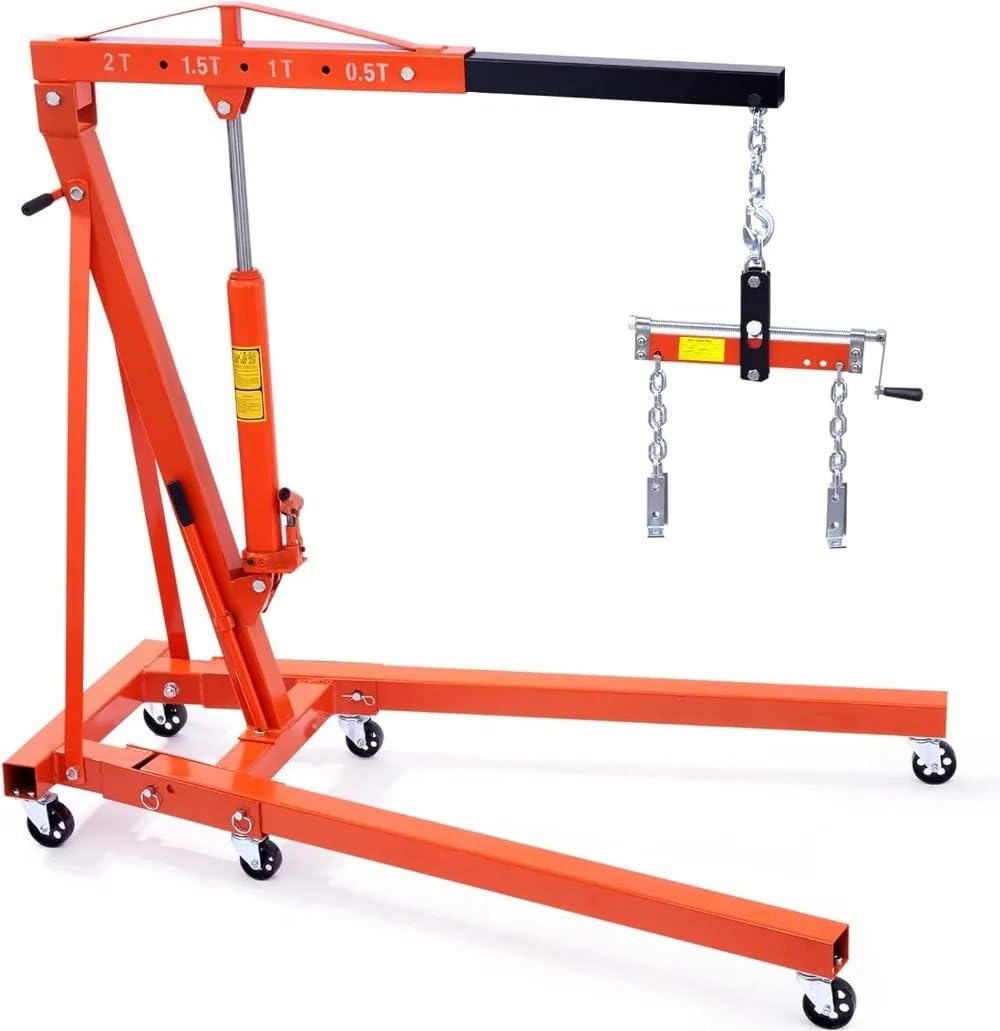 SDdPulse Herramienta de elevación de motor con palanca plegable de 2 toneladas, elevador de grúa para tienda, grúa hidráulica resistente