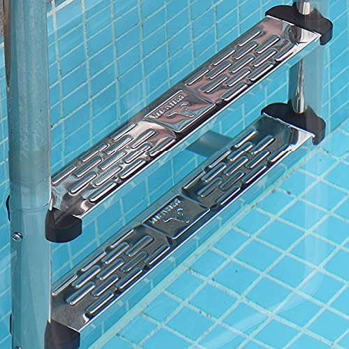 Escalera para piscina de acero inoxidable con 2 peldaños y base antideslizante miniatura 7