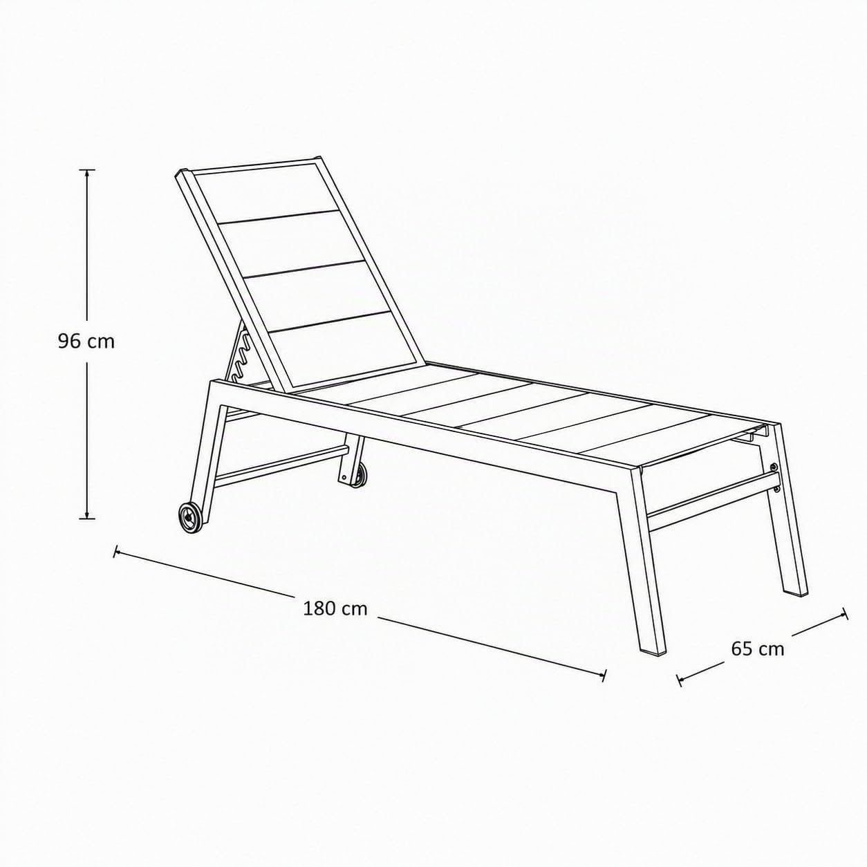 Totò Piccinni Lettino Prendisole CEFALÙ in Alluminio e Textilene Imbottito, Sdraio da Piscina e Giardino con Ruote, Schienale Regolabile (Bianco)