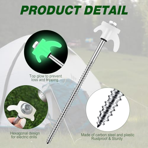 Yaocom Tent Stakes, 40 piezas de estacas inflables de 8 pulgadas, estacas metálicas para inflables miniatura 3
