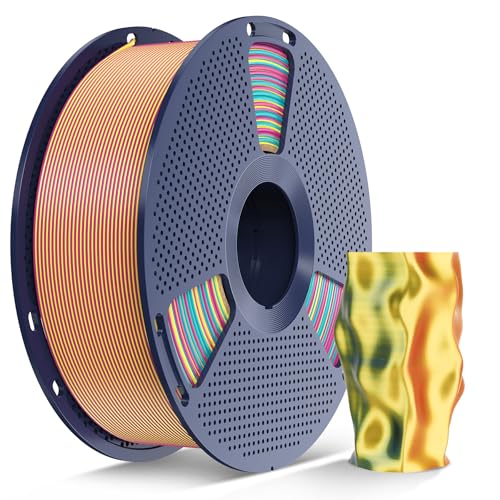 Image of SUNLU Silk Triple Color PLA Filament, Silk PLA 3D Printer Filament 1.75mm, Neatly Wound Shiny Silk 3D Printer Filament 1.75mm ±0.02mm, 1KG Spool (2.2lbs), Silk Triple Color (Red Yellow Green)