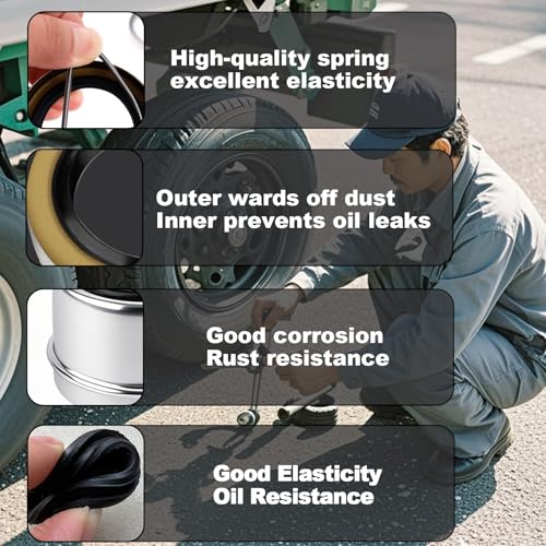 Image of 2 Sets 3500 lb Trailer Axle Bearing Kits, L68149 L44649 Boat Wheel Bearing Kit with 1.98'' Dust Caps, 171255TB /10-19 Grease Seals, Cotter Pins, Axle Nuts & Washers for 1-3 /8'' to1-1 /16'' #84 Spindle