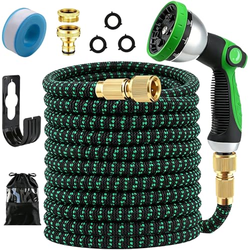 Tuyau arrosage extensible 45m/150 pieds, joints pour tuyaux d'arrosage, tuyaux d'arrosage extensibles Tuyau d’Eau 1/2'' et 3/4'' Raccords avec 10 buses...