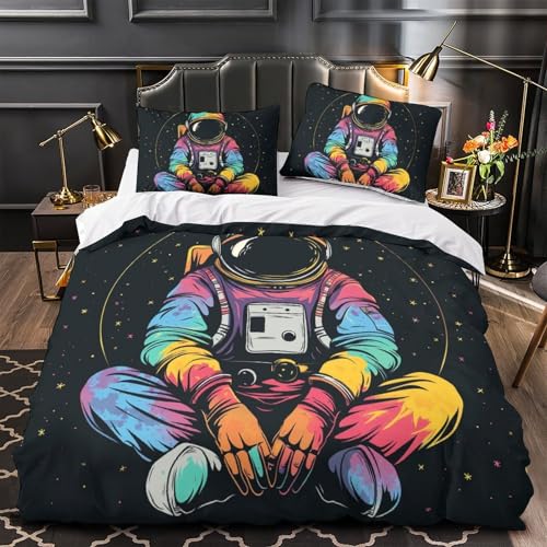 Housse de couette astronaute microfibre fermeture éclair lit king 220x240