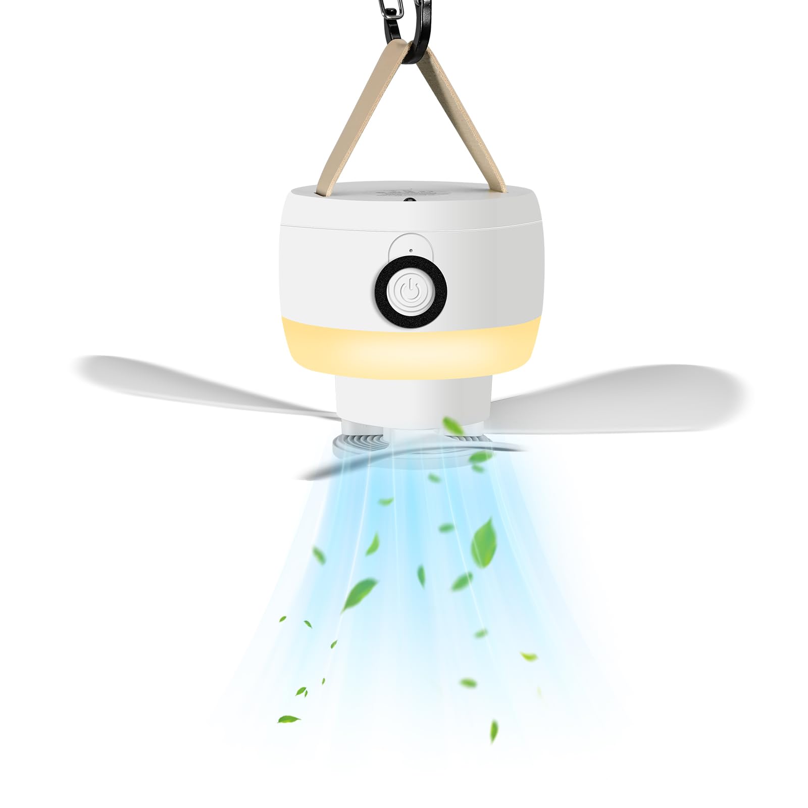 Ventilateurs de plafond de camping 8000 mAh avec lumière, ventilateurs de plafond portables rechargeables par USB et télécommande, pales de ventilateur amovibles, ventilateur à 3 vitesses, 3