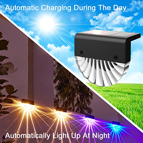 Anmossi Outdoor Solar Lights4 Pack Solar Fence Lights,Warm White/Color,IP65 Waterproof LED Wall Light for Garden,Fence,Yard,Garage,Garden - Image 2