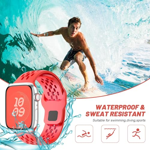 Image of VEMIGON Breathable Sport Band Compatible with Apple Watch 38mm 40mm 41mm 42mm 44mm 45mm 46mm 49mm, Soft Silicone Replacement Strap for iWatch Series 11 10 9 8 7 6 5 4 SE3 SE2 SE Ultra 3 2 1 (No Watch)