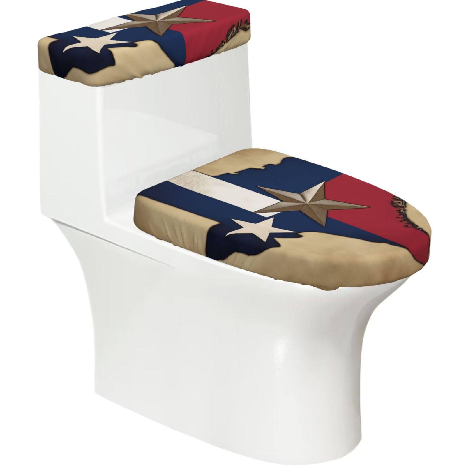 Texas State Flag Map01 Print Bathroom Decor Toilet Lid Cover And Tank Covers, Restroom Accessories Fits Most Round