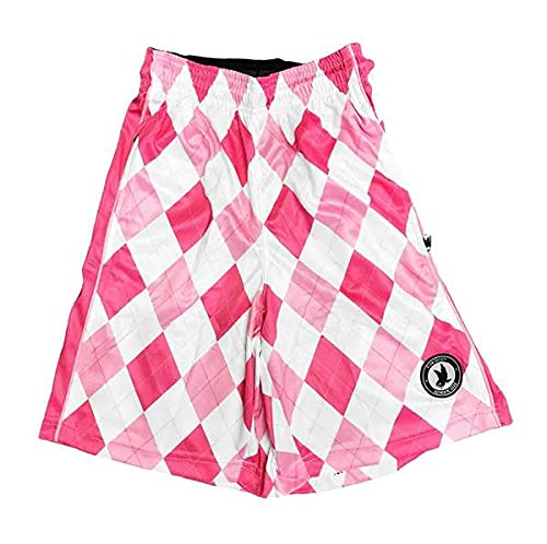 Flow Society New Pink Argyle Attack Boys Shorts - Kid Athletic - Basketball - Baseball - Hockey - Football - Lacrosse