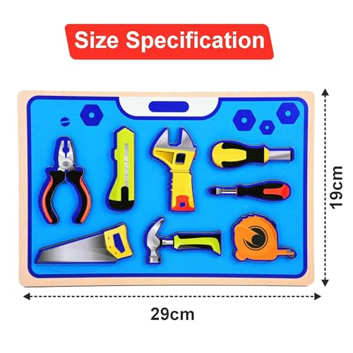 Image of Tools Wooden Puzzle | Baby Puzzle for 2-4 Years Old Toddlers | Learning Puzzle Toys for Pre School and Montessori Kids