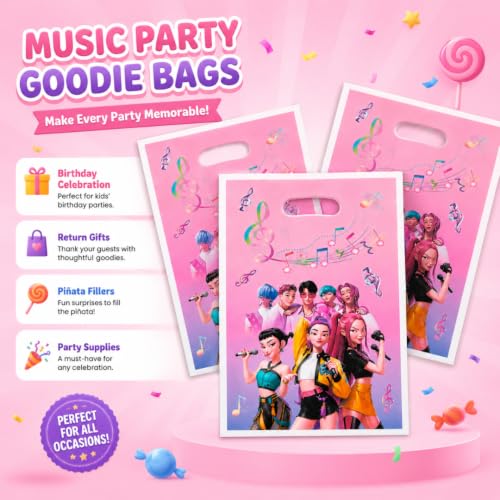 Image of Wanna Party Pink Korean Pop Inspired Goodie Bags, Pack of 10 | Small Party Favour Bags for Return Gifts, Pinata Fillers, Candies, Stickers, Stationery & Birthday Celebration Supplies