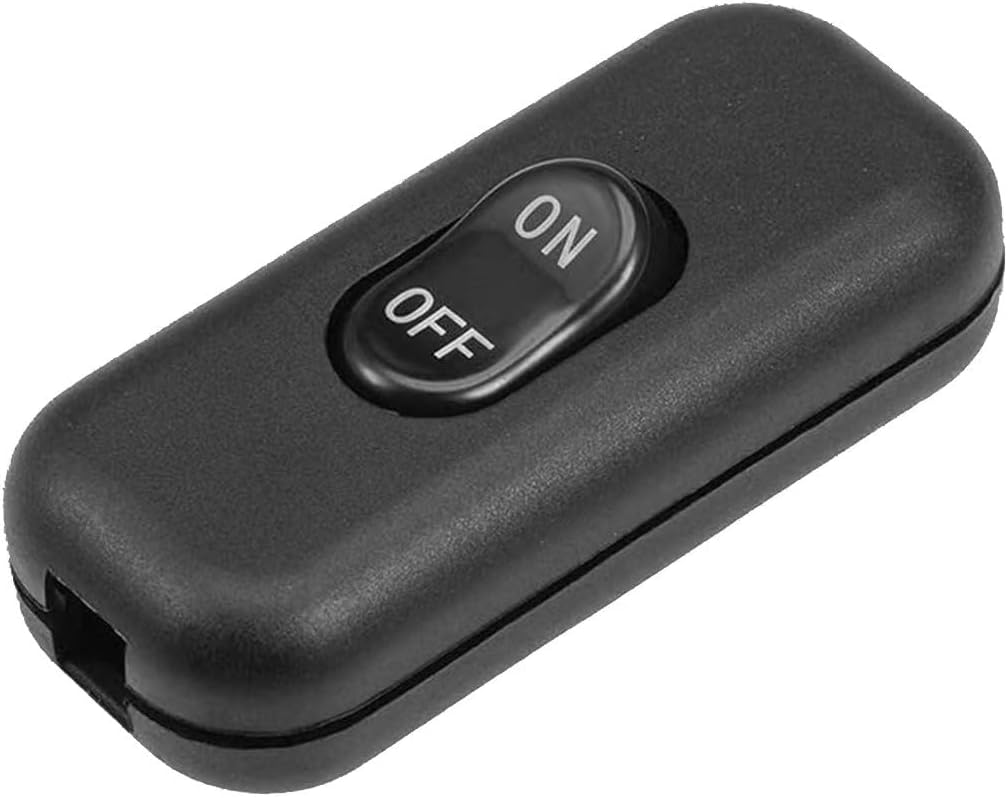 CULPRT Inline Cord Switch On/Off Black Button Feed Cord Switch for