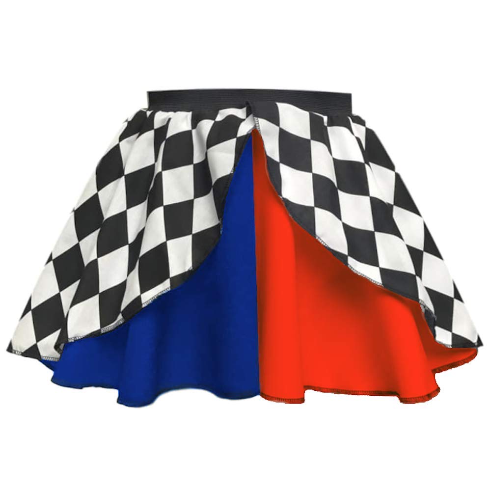 Inspired Costumes Women's Jester Skirt Red & Blue Jester Harlequin Skirt Costume, Fancy Dress, Halloween, Clown, Joker (Xs (24" Waist), )
