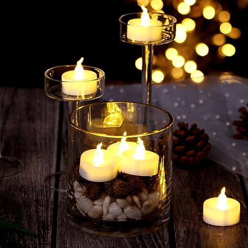 Image of AGPTEK No Flicker Flameless Battery-Operated LED Tealights Candles | 24pcs Long Lasting Tealights, for Wedding Holiday Party Home Decoration, Warm White