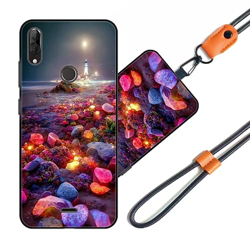 JEZSTHAI Cover Compatibile con Wiko View 2 Plus Custodia in Silicone TPU Morbido con Cordino/Laccio Tracolla Cellulare,Antiurto AntiGraffio Protettiva Bumper Case con Disegno Motivi,Cover*A09