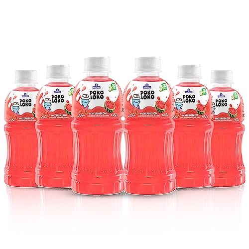Image of Sapphire Poko Loko Watermelon Flavoured Fruit Juice Drink with Nata De Coco | Energy Booster Drink filled with Natural Fruit Fibres | No Added Preservatives and Colours - 300ml (Pack of 6)