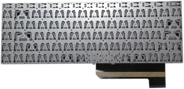 Spód view of the laptop keyboard, revealing the metal frame and key mechanisms.