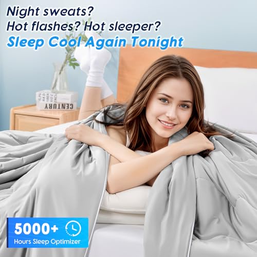 Image of Cooling Blanket for Hot Sleepers & Night Sweats - Cooling Comforter, Breathable Lightweight Double-Sided Summer Bedding, Breathable Soft All Season (Glacier Grey, King(106 inchx90 inch))