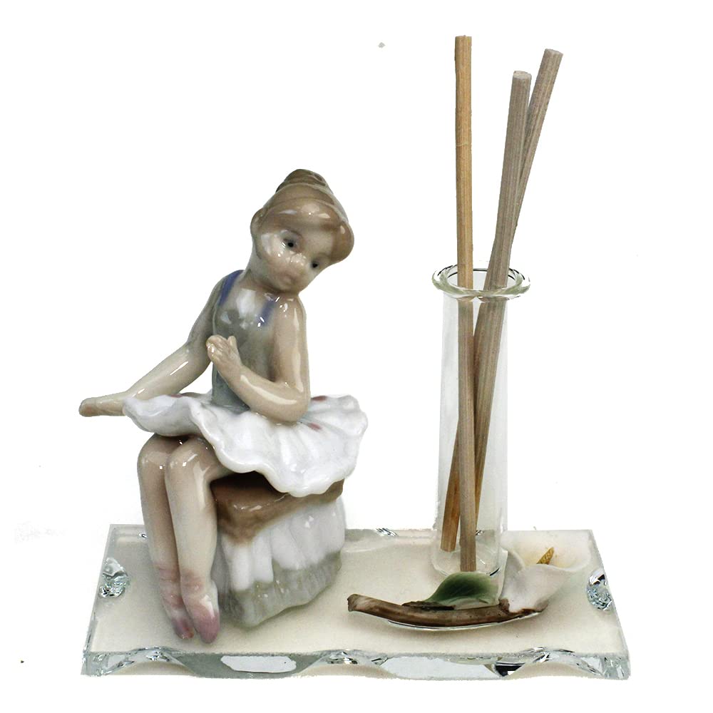 DLM 33207 (Kit 12 Pezzi) Profumatore in Vetro e Porcellana Ballerina Dance Musica in Porcellana Battesimo Comunione Diffusore Profumo Ambienti bomboniera