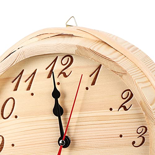 Sauna Wall Clock, Wooden Wall Clock 9 inch Sauna Timer Clock Wood Round Hanging Clock Home Decor