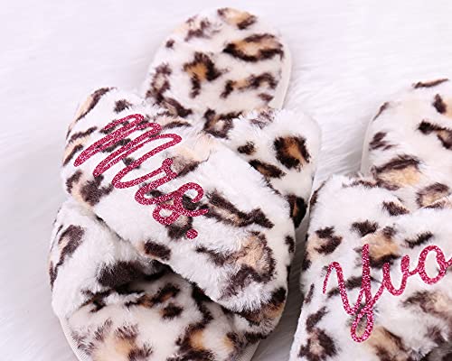 Personalized Fluffy Slipper Multiple Color Choices Your Name Pink White Leopard Tie Dye Bridesmaid Gifts for Women Cozy Spa Wedding Favor3