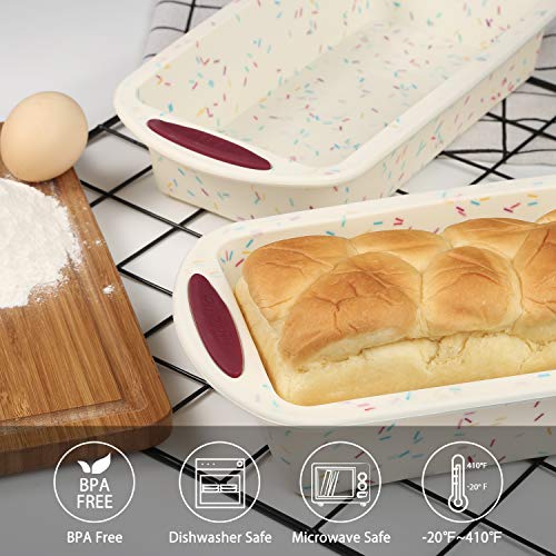 Loaf Pan, Gifbera Silicone Bread Pan for Baking with Metal Frame, Non-stick Bread Loaf Pan Large Size for Bread, Quiche, Meatloaf, Lasagna, 1 PACK